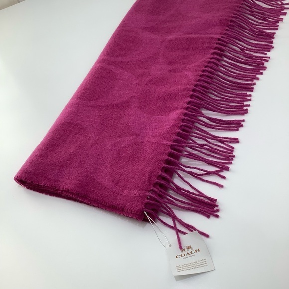 Coach Signature C Muffler Logo Cashmere Silk Angora Wool Scarf SZ 72X19.5 NWT - Picture 8 of 13